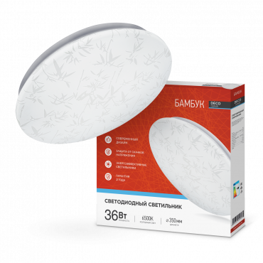 Светильник светодиодный серии DECO БАМБУК 36Вт 230В 6500К 3240Лм 370х55мм IN HOME, Светильники декоративные	