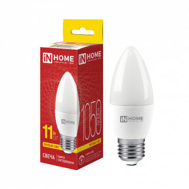 Купить Лампа светодиодная LED-СВЕЧА-VC 11Вт 230В Е27 3000К 1050Лм IN HOME в интернет-магазине по цене  Лампа светодиодная LED-СВЕЧА-VC 11Вт 230В Е27 3000К 1050Лм IN HOME, Лампы светодиодные бытовые