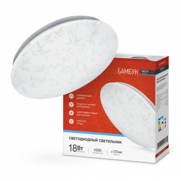 Светильник светодиодный серии DECO БАМБУК 18Вт 230В 6500К 1620Лм 260х55мм IN HOME, Светильники декоративные светодиодные	