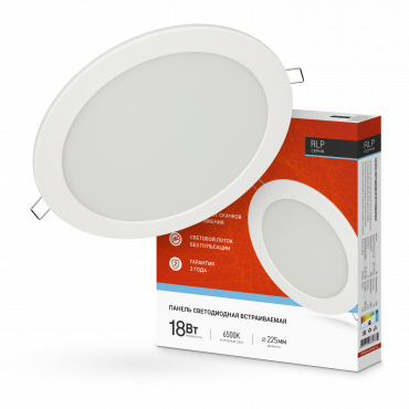 Панель светодиодная встраиваемая круглая RLP 18Вт 230В 6500К 1080Лм 225мм белая IP40 IN HOME, Панели светодиодные встраиваемые	