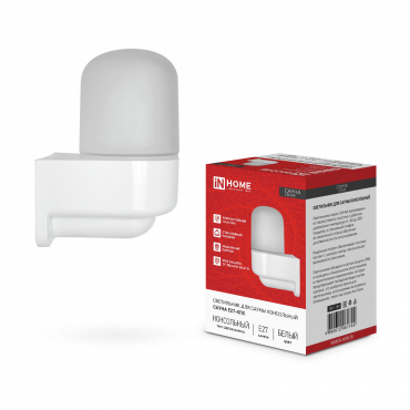 Светильник для сауны консольный САУНА E27-КПС пластик, стекло IP65 112x156мм белый IN HOME, Светильники для сауны	