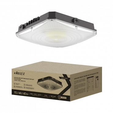 Светильник уличный потолочный CAN05-LEVEL 70PA3C-BL 70/60/40Вт 100-277В 150Лм/Вт 3CCT 5лет IP65 NEOX, Светильники уличные коммерческие	