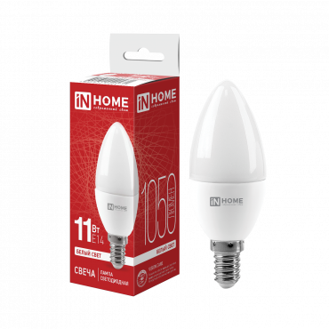 Купить Лампа светодиодная LED-СВЕЧА-VC 11Вт 230В Е14 4000К 1050Лм IN HOME в интернет-магазине по цене  Лампа светодиодная LED-СВЕЧА-VC 11Вт 230В Е14 4000К 1050Лм IN HOME, Лампы светодиодные бытовые