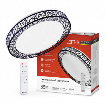 Светильник светодиодный COMFORT LOFT-B 55Вт 230В 3000-6500K 4400Лм 395x105мм с пультом ДУ IN HOME, Светильники декоративные	