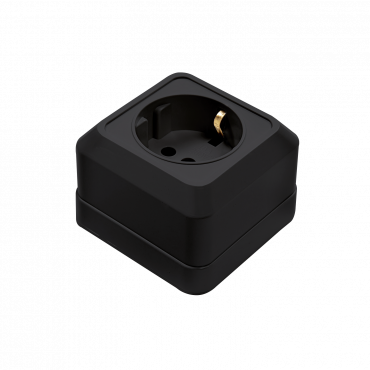 Розетка одинарная с заземлением BOLLETO черная накладная 7028B IN HOME, Электроустановочные изделия накладные BOLETTO	