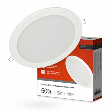Панель светодиодная встраиваемая круглая RLP-VC 5040WH 50Вт 230В 4000К 4000Лм 295мм белая IP40 IN HOME, Панели светодиодные встраиваемые	