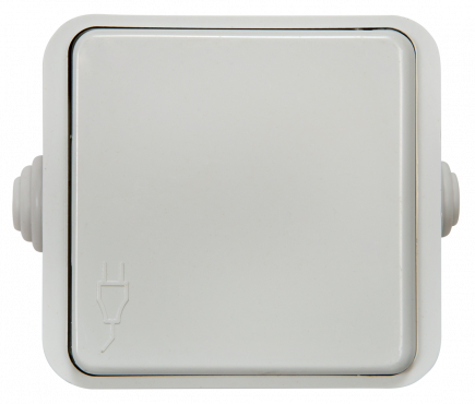 Розетка одинарная с крышкой AQUA белая полугерметичная 3110 IN HOME, Электроустановочные изделия полугерметичные AQUA	