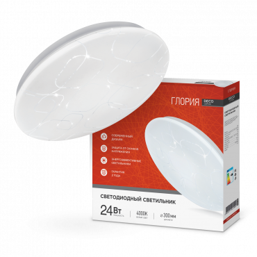 Светильник светодиодный серии DECO ГЛОРИЯ 24Вт 230В 4000К 2160Лм 330х55мм IN HOME, Светильники декоративные	