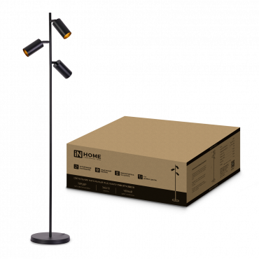 Светильник напольный под лампу ТНО 07-3хGU10-BB 230В черный плафон, черный корпус IN HOME, Напольные светильники	