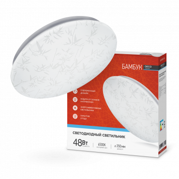 Светильник светодиодный серии DECO БАМБУК 48Вт 230В 6500К 4320Лм 380х55мм IN HOME, Светильники декоративные	