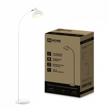 Светильник напольный под лампу ТНО 03-Е27Б 230В белый плафон, белый корпус IN HOME, Напольные светильники	