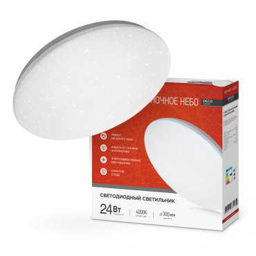 Светильник светодиодный серии DECO НОЧНОЕ НЕБО 24Вт 230В 4000К 2160Лм 330х55мм IN HOME, Светильники декоративные	