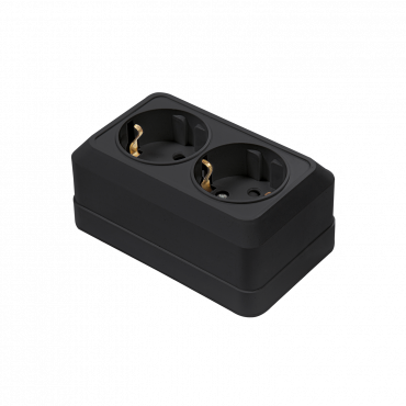 Розетка двойная с заземлением BOLLETO черная накладная 7128B IN HOME, Электроустановочные изделия накладные BOLETTO	