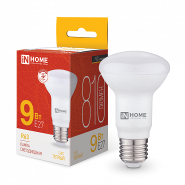 Купить Лампа светодиодная LED-R63-VC 9Вт 230В Е27 3000К 810Лм IN HOME в интернет-магазине по цене  Лампа светодиодная LED-R63-VC 9Вт 230В Е27 3000К 810Лм IN HOME, Лампы светодиодные бытовые