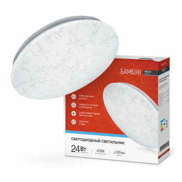 Светильник светодиодный серии DECO БАМБУК 24Вт 230В 6500К 2160Лм 330х55мм IN HOME, Светильники декоративные	