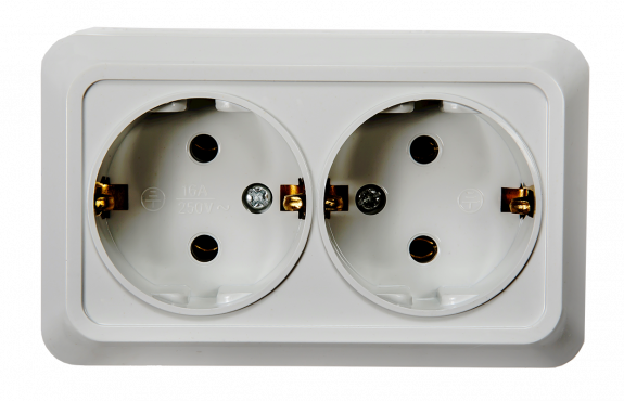 Розетка двойная с заземлением BOLLETO белая накладная 7128 IN HOME, Электроустановочные изделия накладные BOLETTO	