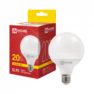 Купить лампа светодиодная led-gl95-vc 20вт 230в е27 3000к 2000лм 95мм in home от  Лампа светодиодная LED-GL95-VC 20Вт 230В Е27 3000К 2000Лм 95мм IN HOME, Светодиодные Лампы