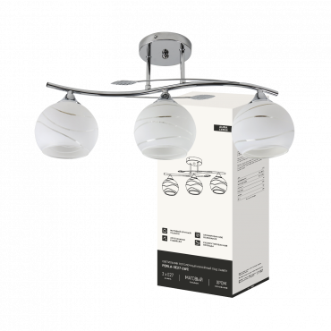 Светильник потолочный линейный под лампу AURA PERLA-3E27-LWC 3хЕ27 матовый плафон, хром IN HOME, Светильники под лампу	