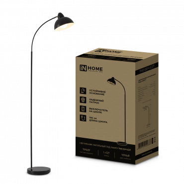Светильник напольный под лампу ТНО 03-Е27Ч 230В черный плафон, черный корпус IN HOME, Напольные светильники	