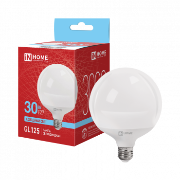 Купить лампа светодиодная led-gl125-vc 30вт 230в е27 6500к 3000лм 125мм in home от  Лампа светодиодная LED-GL125-VC 30Вт 230В Е27 6500К 3000Лм 125мм IN HOME, Светодиодные Лампы