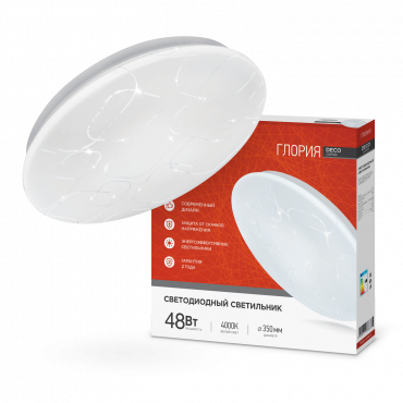 Светильник светодиодный серии DECO ГЛОРИЯ 48Вт 230В 4000К 4320Лм 380х55мм IN HOME, Светильники декоративные	