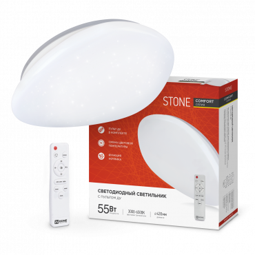 Светильник светодиодный COMFORT STONE 55Вт 230В 3000-6500K 4400Лм 430x100 с пультом ДУ IN HOME, Светильники декоративные светодиодные	