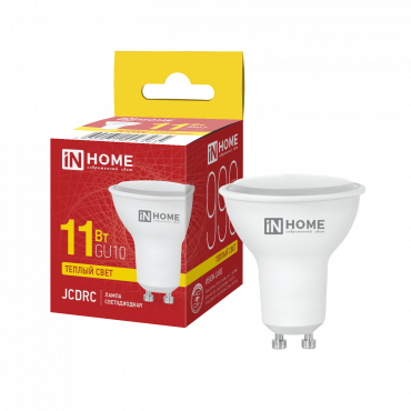 Купить лампа светодиодная led-jcdrc-vc 11вт 230в gu10 3000к 990лм in home от  Лампа светодиодная LED-JCDRC-VC 11Вт 230В GU10 3000К 990Лм IN HOME, Лампы софитные