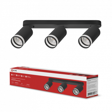 Светильник потолочный НПБ СПОТ-3xGU10-AR-BL под лампу GU10 350х55x135мм линейный черный IN HOME, Светильники потолочные накладные	