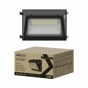 Светильник уличный настенный светодиодный WLP-LEVEL 120PA3-PC-BL 120/100/60Вт 100-277В 145Лм/Вт 3CCT 5лет IP65 NEOX, Светильники уличные коммерческие	