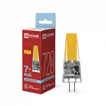 Купить лампа светодиодная led-jc-cob 7вт 12в g4 6500к 720лм in home от  Лампа светодиодная LED-JC-COB 7Вт 12В G4 6500К 720Лм IN HOME, Лампы для люстры