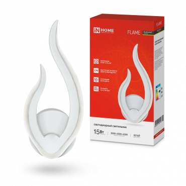 Светильник светодиодный ELEGANT FLAME 15Вт 230В 3000-6500K 1200Лм STEP COLOR белый IN HOME, Светильники декоративные	