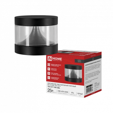 Светильник уличный светодиодный на столб ТБУ-CITY TOR-25BL 25Вт 3000/4000/6500К 90x120мм черный IP54 IN HOME, Светильники светодиодные уличные	