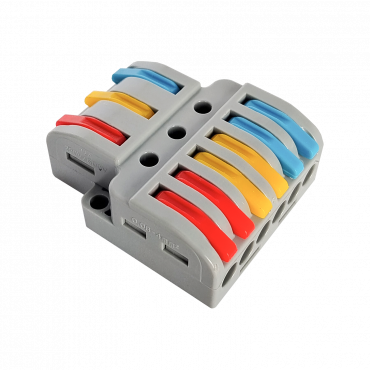 Клемма проходная разветвительная КПР 222-4136 с рычагами 3/6 полюса 0.08-2.5/4мм2 (3шт./уп.) IN HOME, Наконечники, гильзы, колпачки