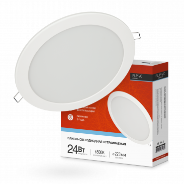 Панель светодиодная встраиваемая круглая RLP-VC 2465WH 24Вт 230В 6500К 1920Лм 220мм белая IP40 IN HOME, Панели светодиодные встраиваемые	