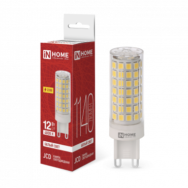 Купить лампа светодиодная led-jcd 12вт 230в g9 4000к 1140лм in home от  Лампа светодиодная LED-JCD 12Вт 230В G9 4000К 1140Лм IN HOME, Лампы для люстры