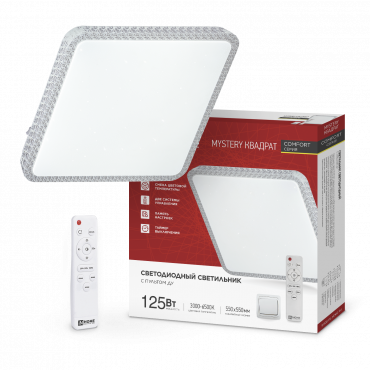 Светильник светодиодный COMFORT MYSTERY КВАДРАТ 125Вт 230В 3000-6500K 10000Лм 550x80мм с пультом ДУ IN HOME, Светильники декоративные	