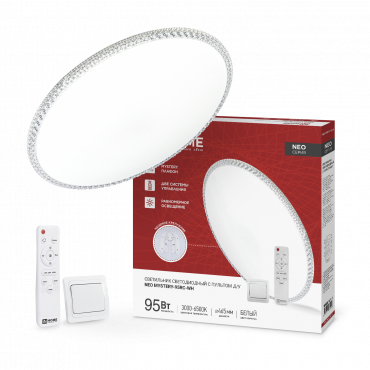Светильник светодиодный NEO MYSTERY-95RC-WH 95Вт 230В 3000-6500K 7600Лм 465x70мм с пультом ДУ белый IN HOME, Светильники декоративные светодиодные	