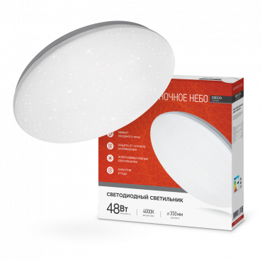 Светильник светодиодный серии DECO НОЧНОЕ НЕБО 48Вт 230В 4000К 4320Лм 380х55мм IN HOME, Светильники декоративные	