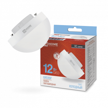 Купить лампа светодиодная led-gx53sf-vc 12вт 230в 6500k 1200лм in home от  Лампа светодиодная LED-GX53SF-VC 12Вт 230В 6500K 1200Лм IN HOME, Лампы софитные