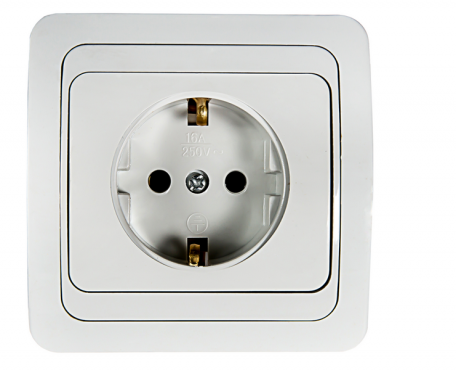 Розетка одинарная с заземлением CLASSICO белая 2028 IN HOME, Электроустановочные изделия встраиваемые	