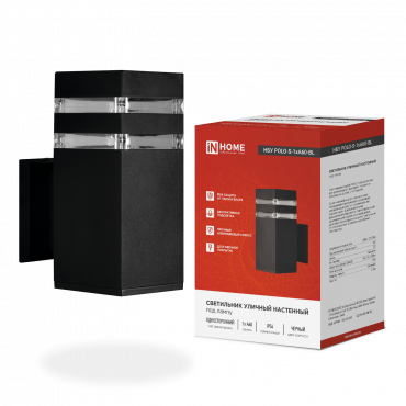 Светильник уличный настенный односторонний НБУ POLO-S-1xA60-BL алюминиевый черный IP54 IN HOME, Светильники светодиодные уличные	