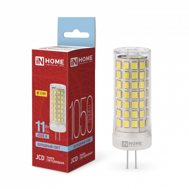 Купить лампа светодиодная led-jcd 11вт 230в g4 6500к 1050лм in home от  Лампа светодиодная LED-JCD 11Вт 230В G4 6500К 1050Лм IN HOME, Лампы для люстры