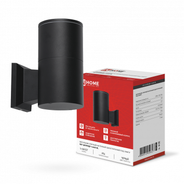 Светильник уличный настенный односторонний НБУ ЦИЛИНДР-1xА60-BL алюминиевый черный IP54 IN HOME, Светильники светодиодные уличные	