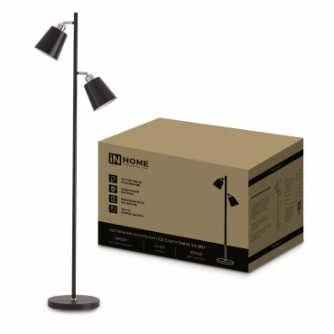 Светильник напольный под лампу ТНО 01-2-2хЕ27Ч 230В черный плафон, черный корпус IN HOME, Напольные светильники	