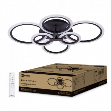 Светильник светодиодный ELEGANT BLISS-B 120Вт 230В 3000-6500K 780х550х130мм c пультом ДУ черный IN HOME, Светильники декоративные	