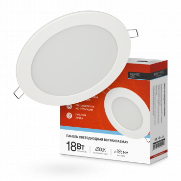 Панель светодиодная встраиваемая круглая RLP-VC 1865WH 18Вт 230В 6500К 1440Лм 185мм белая IP40 IN HOME, Панели светодиодные встраиваемые	