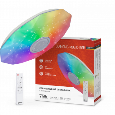 Светильник светодиодный COMFORT DIAMOND-MUSIC-RGB 75Вт 230В 3000-6500K 6000Лм 500x100мм с пультом дистанционного управления IN HOME, Светильники декоративные светодиодные	