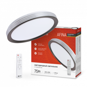 Светильник светодиодный COMFORT AFINA 75Вт 230В 3000-6500K 6000Лм 500x80мм с пультом ДУ IN HOME, Светильники декоративные	
