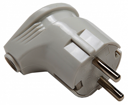 Вилка угловая с заземлением 16А белая 4110 IN HOME, Вилки	