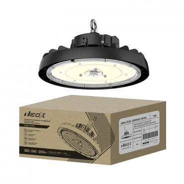 Светильник складской светодиодный UHB-LEVEL 300PA3C-SB-BL 300/240/200Вт 100-277В 175Лм/Вт 3CCT 5лет IP69K NEOX Светильник складской светодиодный UHB-LEVEL 300PA3C-SB-BL 300/240/200Вт 100-277В 175Лм/Вт 3CCT 5лет IP69K NEOX